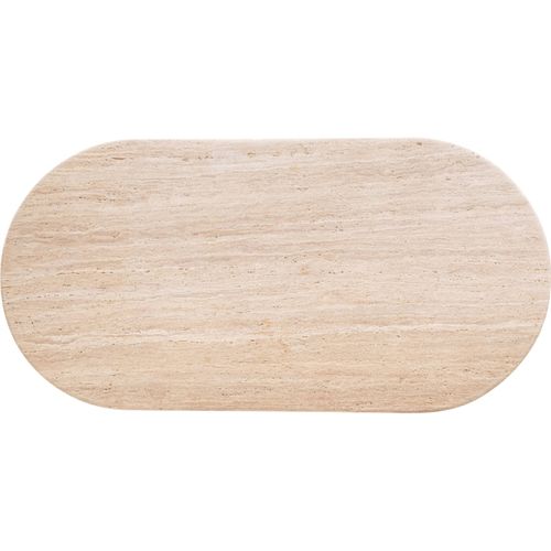 Table à Manger Beige Design Sculptural Travertin Et Fer Élégant