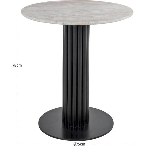 Table Bistro Ronde Avec Plateau Marbre Et Pied Bois Foncé