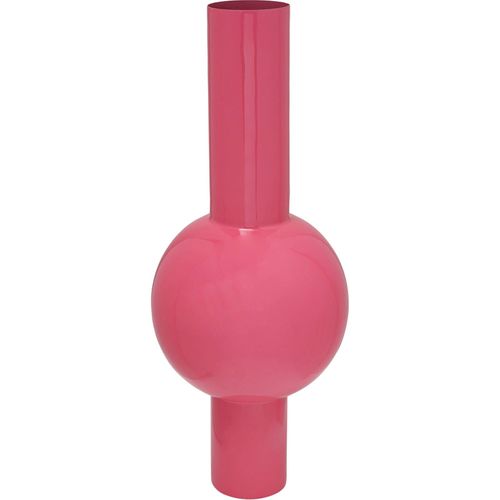 Vase Décoratif Rose Éclatant En Fer Émaillé Élégant