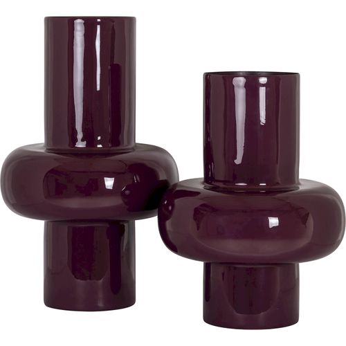 Vase Décoratif Aubergine Finition Brillante Style Contemporain
