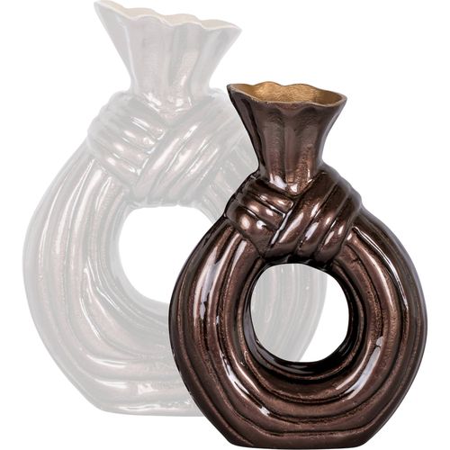 Vase Décoratif Anneau Design Marron Foncé En Aluminium