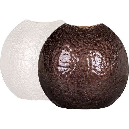 Vase Décoratif Rond Finition Brun Foncé Sculptural