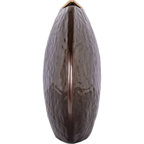 Vase Décoratif Rond Finition Brun Foncé Sculptural