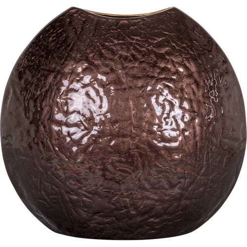 Vase Décoratif Rond Finition Brun Foncé Sculptural