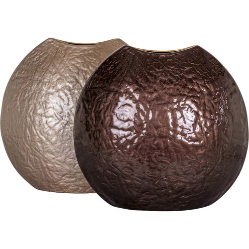 Vase Décoratif Rond Finition Brun Foncé Sculptural