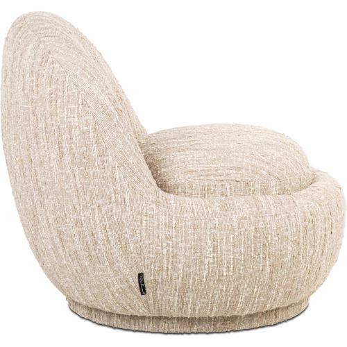 Fauteuil Lounge Design Beige Angora Dossier Arrondi Ultra Confort