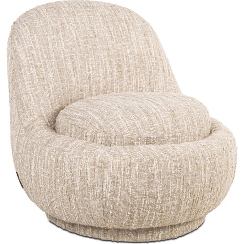 Fauteuil Lounge Design Beige Angora Dossier Arrondi Ultra Confort