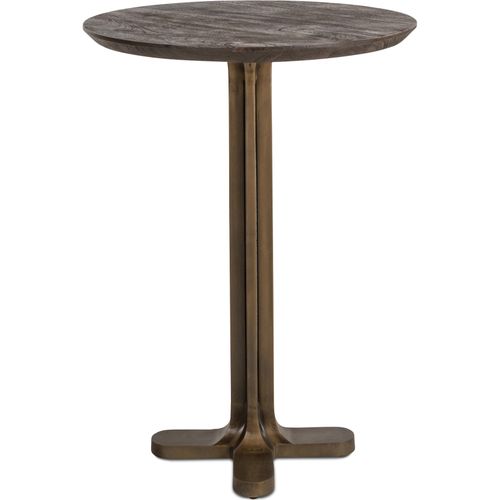 Table De Bar Ronde Élégante Bois Foncé Pieds Or Brossé