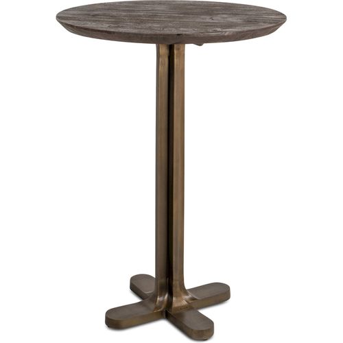 Table De Bar Ronde Élégante Bois Foncé Pieds Or Brossé