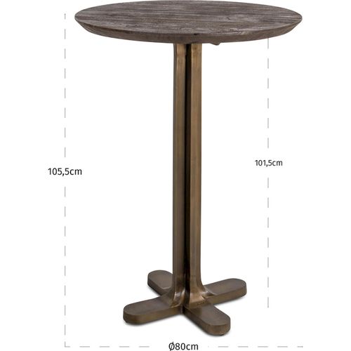 Table De Bar Ronde Élégante Bois Foncé Pieds Or Brossé