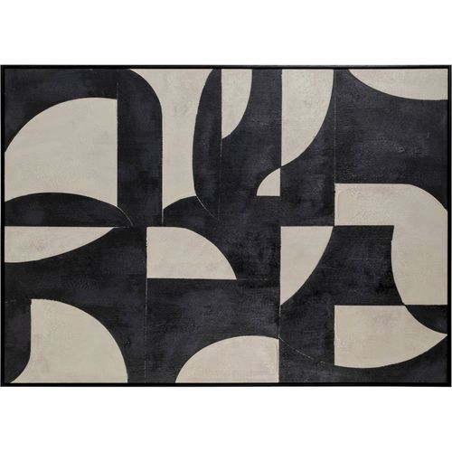 Tableau Abstrait Noir Et Blanc Effet Graphique Contemporain - 100 X 140 Cm