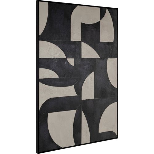 Tableau Abstrait Noir Et Blanc Effet Graphique Contemporain - 100 X 140 Cm