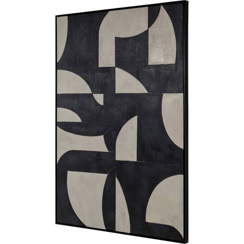 Tableau Abstrait Noir Et Blanc Effet Graphique Contemporain - 100 X 140 Cm