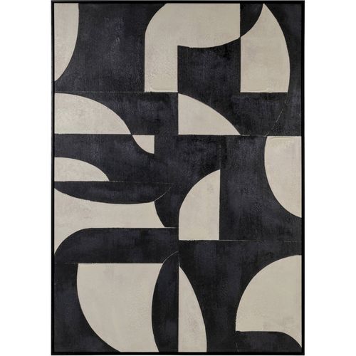 Tableau Abstrait Noir Et Blanc Effet Graphique Contemporain - 100 X 140 Cm