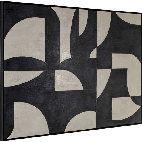 Tableau Abstrait Noir Et Blanc Effet Graphique Contemporain - 100 X 140 Cm