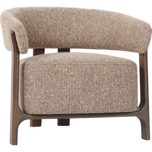 Fauteuil Lounge Design Tweed Marron Assise Confortable
