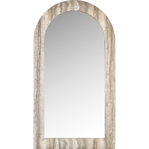 Miroir Arqué Finition Travertin Gris Ambiance Raffinée