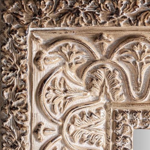 Miroir Oriental Beige En Résine Finition Vieilli Style Chic