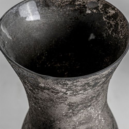 Vase En Verre Noir Finition Vieillie Style Contemporain Élégant