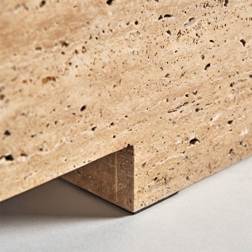Table Basse Art Déco En Travertin Beige Finition Naturelle