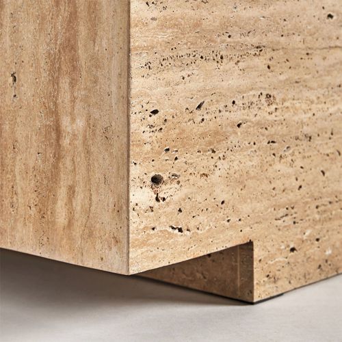 Table Basse Art Déco En Travertin Beige Finition Naturelle