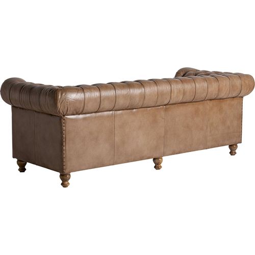 Canapé Vintage En Cuir Camel Finition Naturelle Style Art Déco