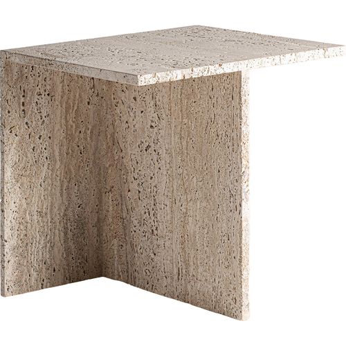 Table Basse Travertin Beige Style Art Déco Finition Artisanale