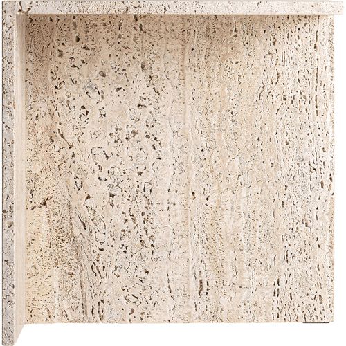 Table Basse Travertin Beige Style Art Déco Finition Artisanale