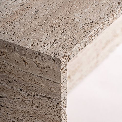 Table Basse En Travertin Style Art Déco Finition Artisanale Beige