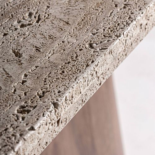 Table Salle à Manger Travertin Style Art Déco Finition Artisanale