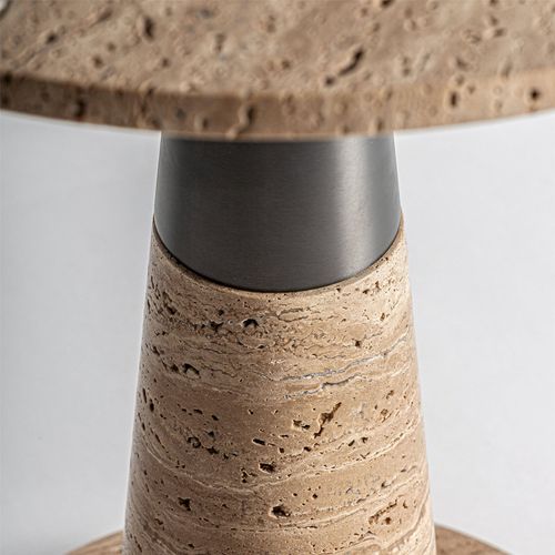 Table D'appoint Art Déco En Marbre Beige Finition Naturelle