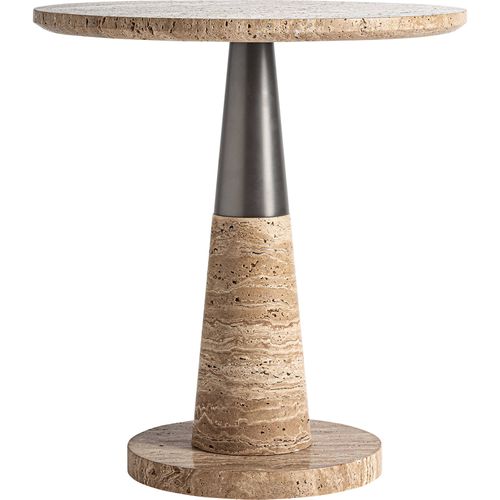 Table D'appoint Art Déco En Marbre Beige Finition Naturelle