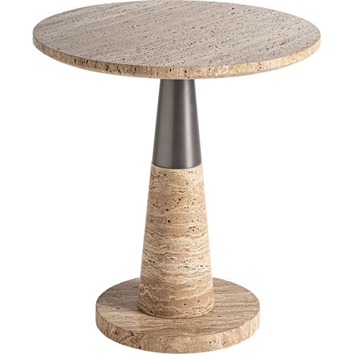 Table D'appoint Art Déco En Marbre Beige Finition Naturelle
