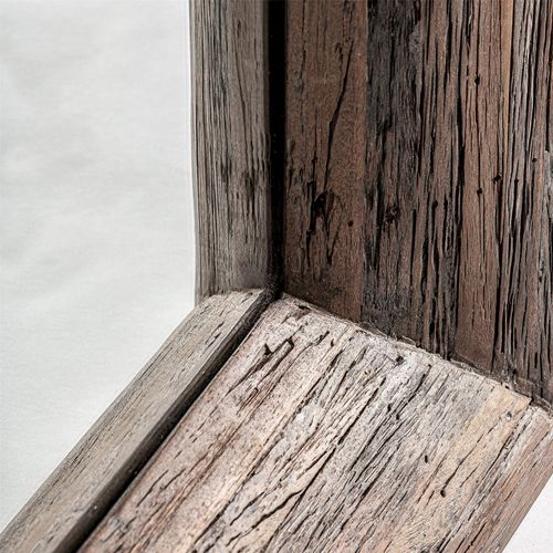 Miroir Mural Contemporain En Bois Tropical Marron Vieilli