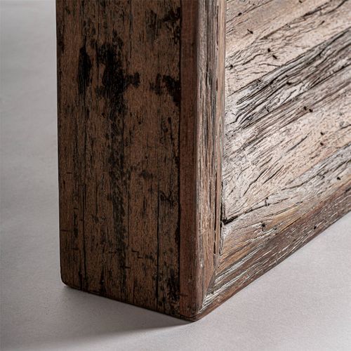 Miroir Mural Contemporain En Bois Tropical Marron Vieilli