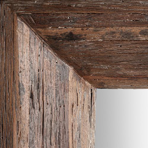 Miroir Mural Contemporain En Bois Tropical Marron Vieilli