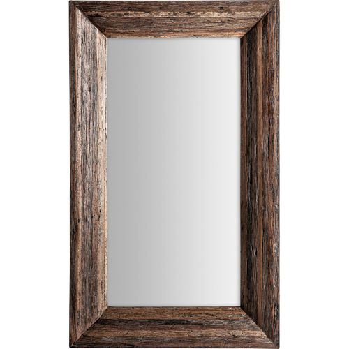Miroir Mural Contemporain En Bois Tropical Marron Vieilli