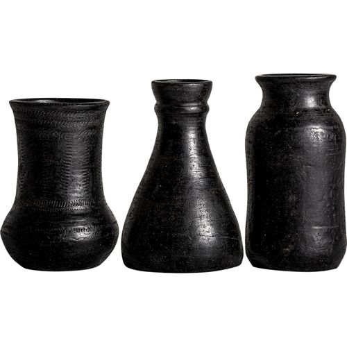 Vase Décoratif En Terre Cuite Noire Style Contemporain Vieilli