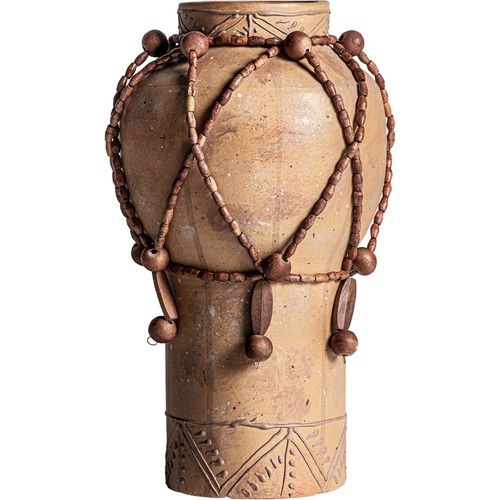 Vase Terracotta Marron Style Art Déco Finition Vieillie