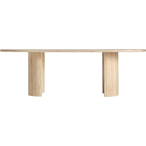 Table Salle à Manger En Travertin Style Art Déco Brun Clair