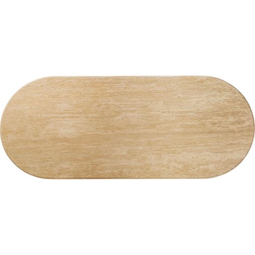 Table Salle à Manger En Travertin Style Art Déco Brun Clair