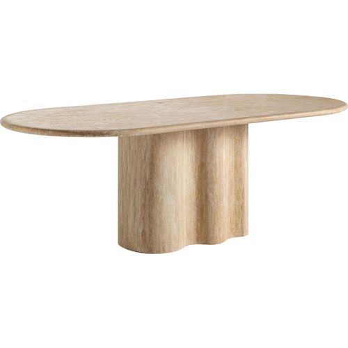 Table De Salle à Manger En Travertin Brun Clair Style Art Déco