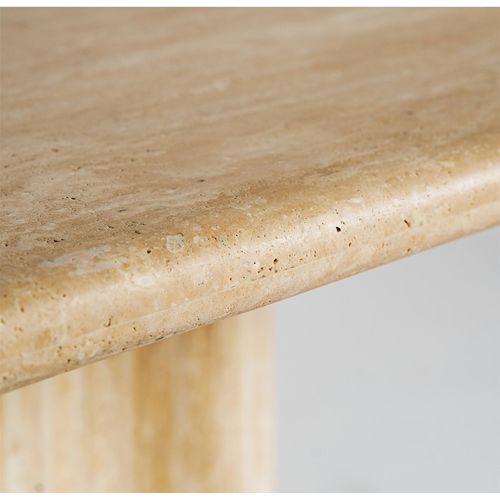 Table De Salle à Manger En Travertin Brun Clair Style Art Déco