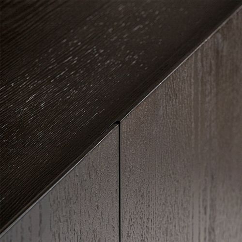 Buffet Art Déco En Chêne Naturel Et Acier Doré Marron Élégant