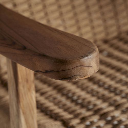 Fauteuil En Teck Et Rotin Style Colonial Marron Finition Teintée