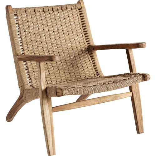 Fauteuil En Teck Et Rotin Style Colonial Marron Finition Teintée