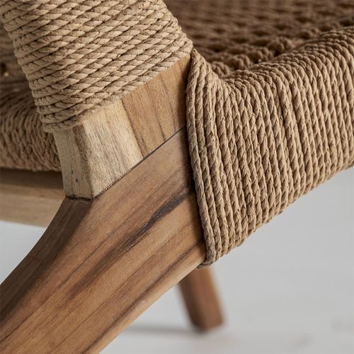 Fauteuil En Teck Et Rotin Style Colonial Marron Finition Teintée