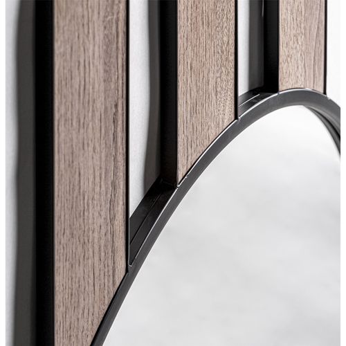 Miroir Mural Art Déco Bois Mdf Marron Finition Rugueuse