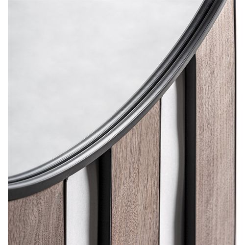 Miroir Mural Art Déco Bois Mdf Marron Finition Rugueuse