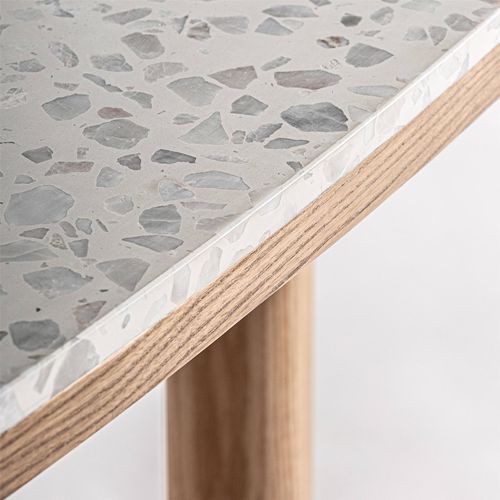 Table De Bar Terrazzo Blanc Style Art Déco Finition Lisse